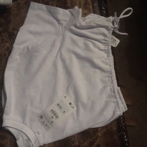 Zara white drawstring cropped top